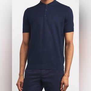 Rugby University Men's Textured Navy Polo Shirt
